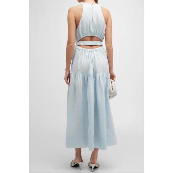 A.L.C. Wrenley Blue Linen Long Cut-Out Back Dress - Picture 4 of 12